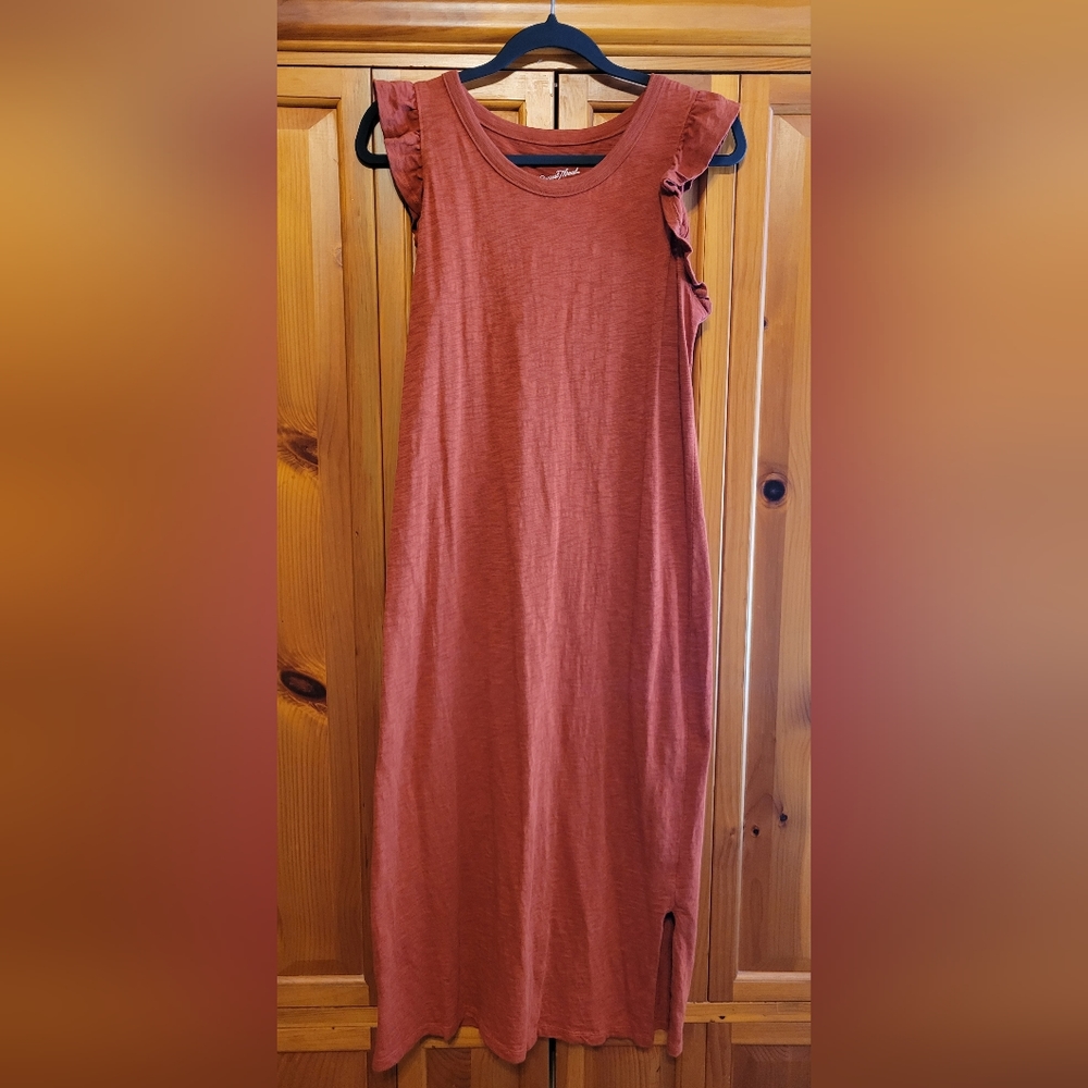 🤍 Universal Thread Rust Orange Ruffle Sleeveless Maxi Dress Small